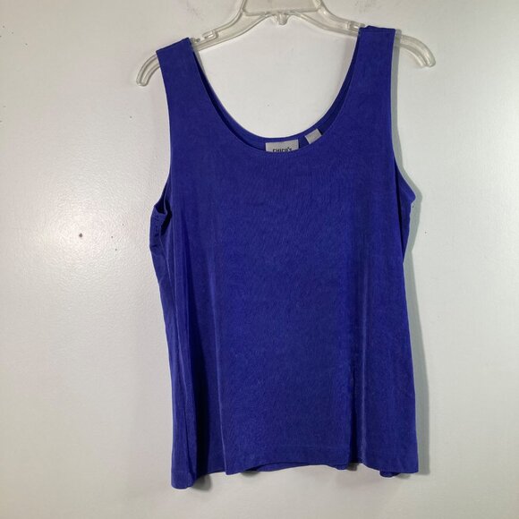 Womens Chicos Travelers Sleeveless Slinky Tank Top Blue L Acetate Spandex - Picture 1 of 3